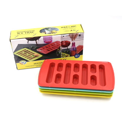 4 Piece Fancy Ice Cube Tray Set for Freezer, Reusable Plastic Ice Cube Molds for Cold Drinks, Juice and Everyday Kitchen Use