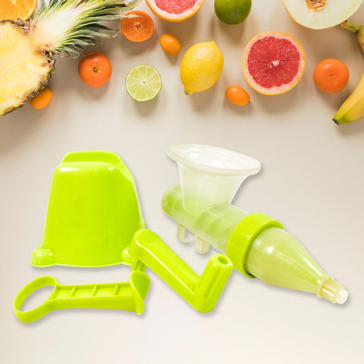 Multifunction Manual Fruit and Vegetable Juicer with Metal Handle, Non-Electric Plastic Juice Extractor for Orange, Sweet Lime, Watermelon, Tomato and Soft Fruits (1 Pc, Bowl Not Included)