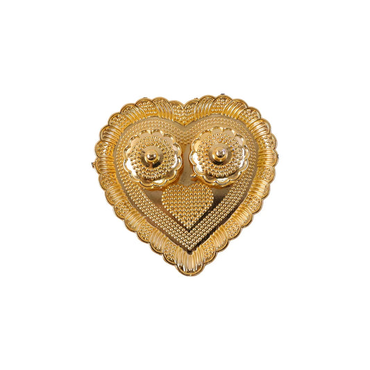 Heart Shaped Kankavati Kumkum Holder, Decorative Golden Roli Chawal Box with Lidded Containers for Puja, Tilak, Home Temple and Festive Rituals (1 Pc)