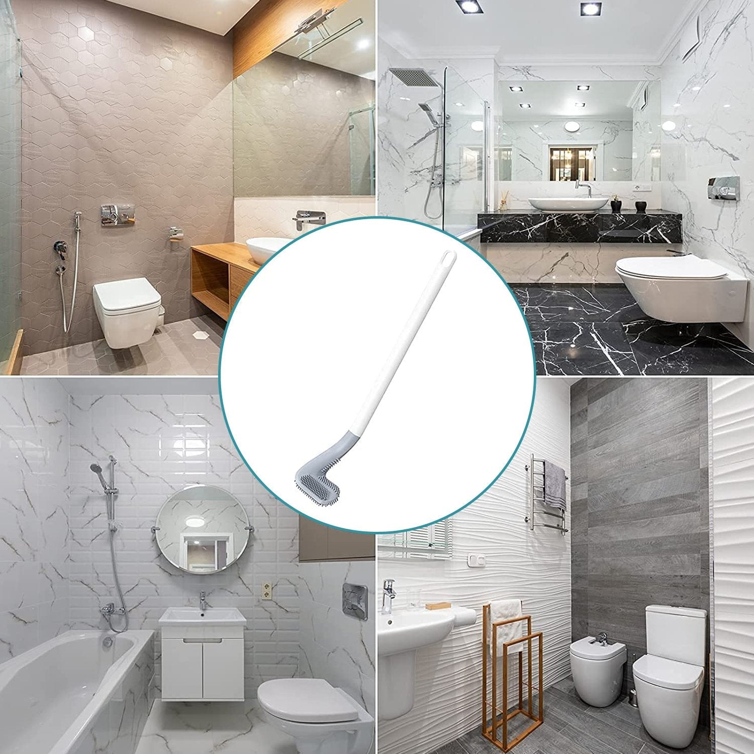 Silicone Golf Toilet Cleaner Brush with Long Handle Wall Mounted Bathroom Cleaning Brush