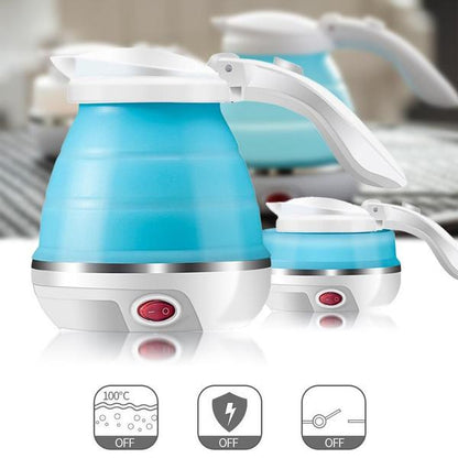 Silicone Foldable Collapsible Electric Water Kettle Camping Travel Boiler Dual Voltage Portable Electric Kettle Fast Boiling Food Grade Silicone