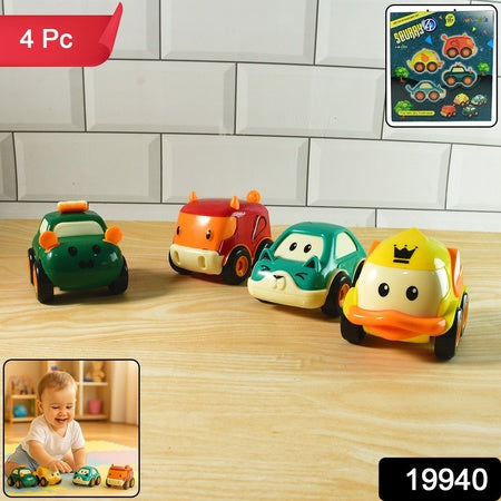 Funwoods Animal Cartoon Pull-back Toy Car - (4 Pc Set)