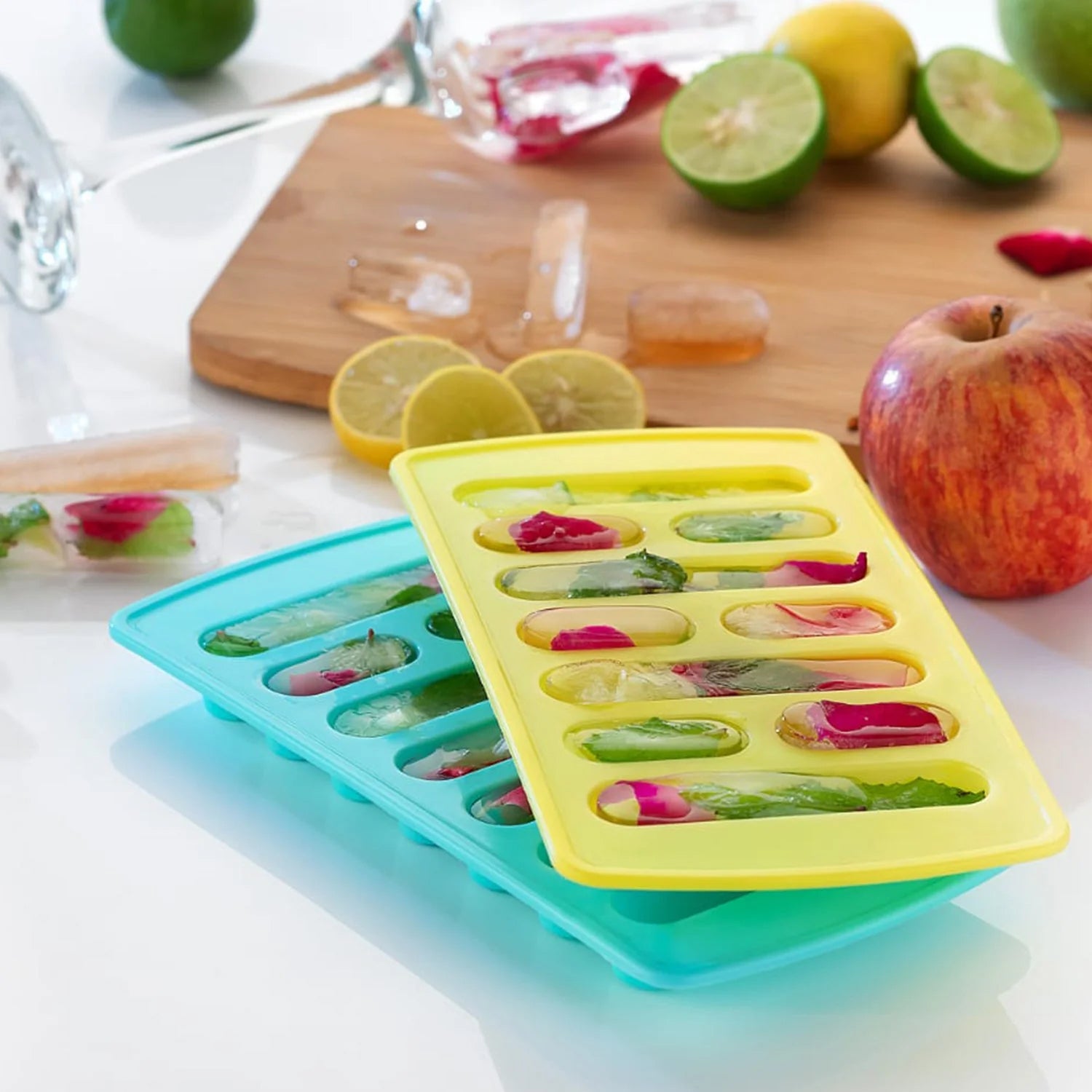 Fancy Ice Cube Tray for Freezer, Reusable Plastic Ice Cube Mold for Home Kitchen, Cold Drinks, Juice and Everyday Ice Making (1 Pc)