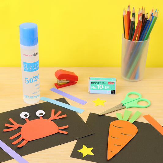 Kids Crafting and Stationery Set for School Projects, Arts & Crafts | Safety Scissors, Mini Stapler, Glue & Staples Kit for Kids Creative Activities (4 Pc Set)