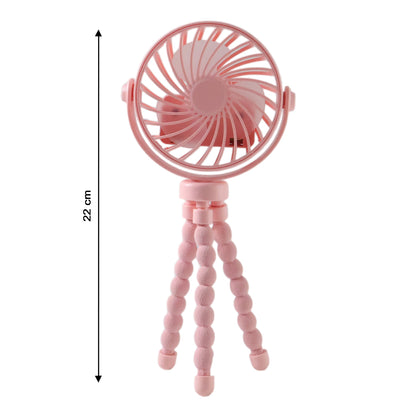 Portable Rechargeable Led Light Fan With Flexible Tripod Stand (1 Pc)