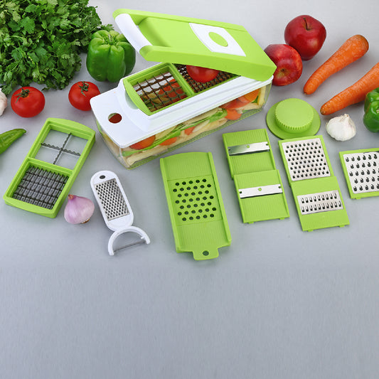 House of Sensation Snowpearl 14-in-1 Quick Dicer with Stainless Steel Blades for Vegetable and Fruit Chopping