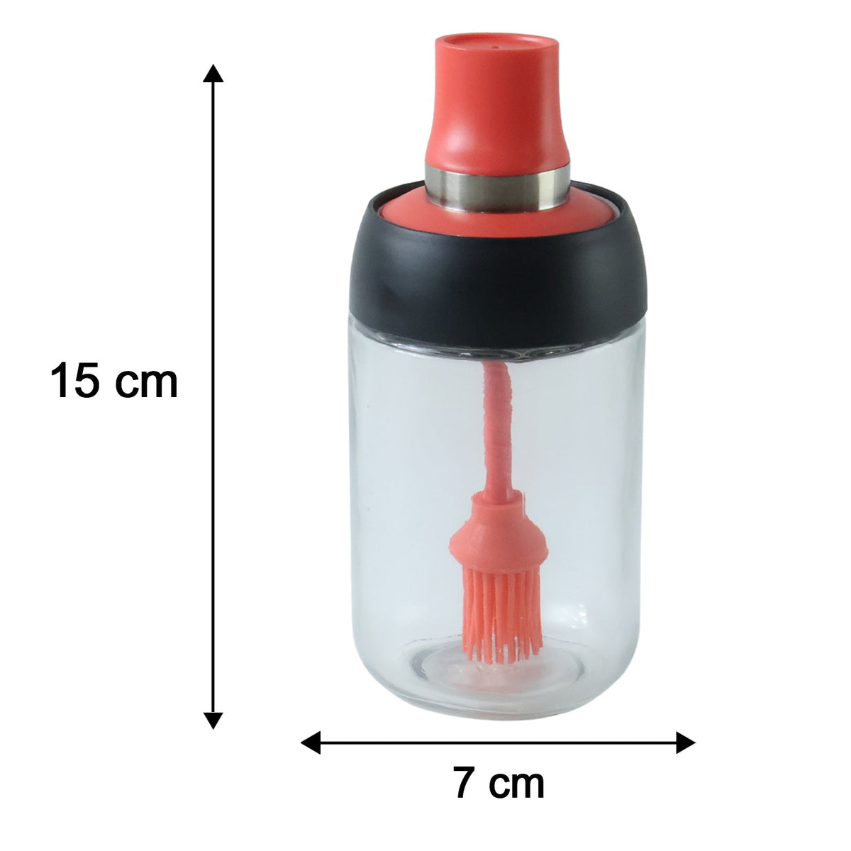 250 ML Glass Oil Dispenser Bottle with Silicone Basting Brush for Cooking, Grilling and Baking (1 Pc)