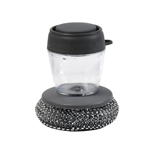 Soap Dispensing Palm Brush with Built-In Liquid Dispenser for Dishwashing and Kitchen Cleaning