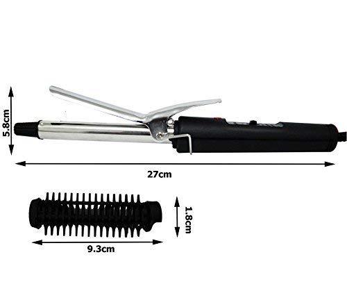 Hair Curling Iron Rod for Women – Ceramic Hair Curler with Cool Tip, Swivel Cord and Fast Heating for Natural Curls (Black)