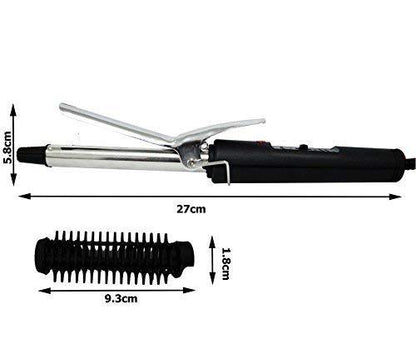 Hair Curling Iron Rod for Women – Ceramic Hair Curler with Cool Tip, Swivel Cord and Fast Heating for Natural Curls (Black)