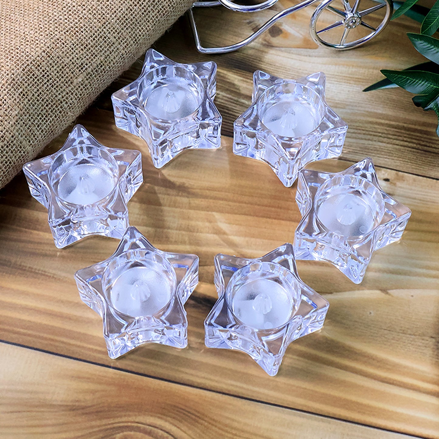 Star Shaped LED Flameless Tealight Candles Set of 6 Battery Operated Decorative Candles for Home Decor Festivals Weddings and Parties