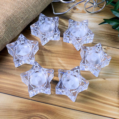 Star Shaped LED Flameless Tealight Candles Set of 6 Battery Operated Decorative Candles for Home Decor Festivals Weddings and Parties