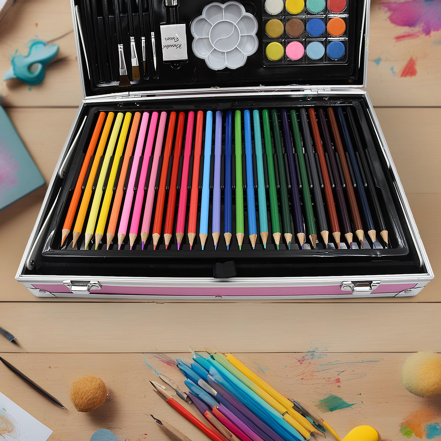145 Pieces Professional Kids Art Set with Unicorn Design Carry Case – Complete Drawing, Painting and Coloring Kit