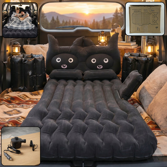 Car Air Mattress Bed Set Inflatable Back Seat Travel Bed with Electric Pump Pillows and Cushions for Car Camping Road Trips (1 Set)