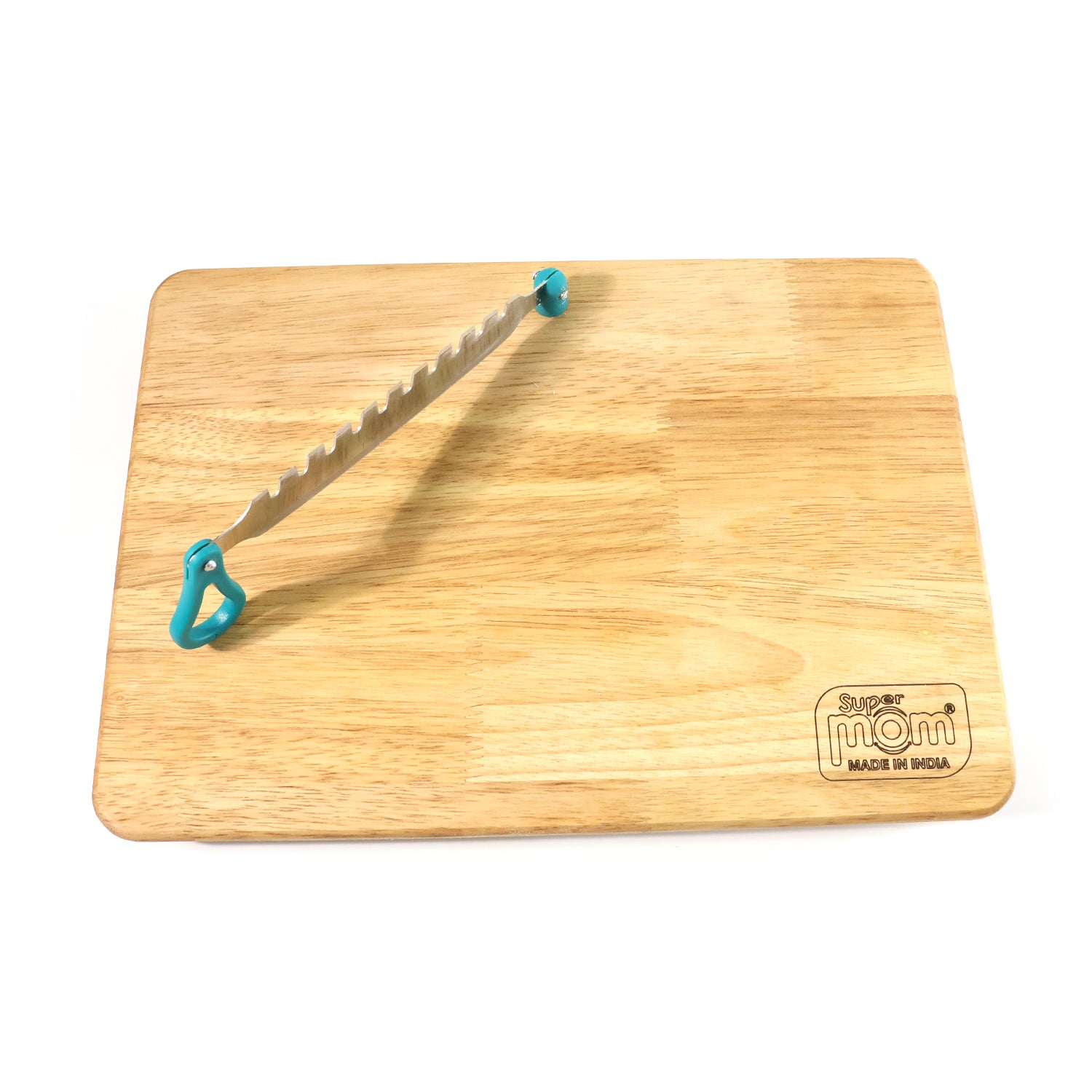 Supermom Wooden Craft Cutting and Chopping Board with Stainless Steel Knife | Complete Kitchen Cutting Set