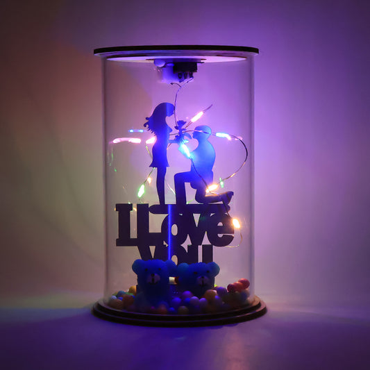 Love You Led Decorative Light Showpiece (1 Pc) with Cute Bear & Colorful Balls – Romantic Gift for Special Occasions