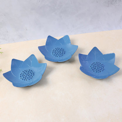 Supermom 3-Piece Lotus Blossom Soap Holder Set for Bathroom, Kitchen Sink &; Washbasin | Fast-Drain Floral Soap Dish, Non-Slip Hygienic Decorative Soap Stand (3 Pcs)