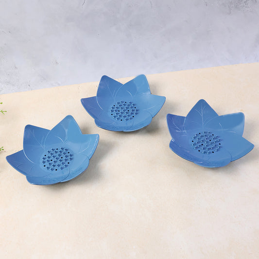 Supermom 3-Piece Lotus Blossom Soap Holder Set for Bathroom, Kitchen Sink &; Washbasin | Fast-Drain Floral Soap Dish, Non-Slip Hygienic Decorative Soap Stand (3 Pcs)