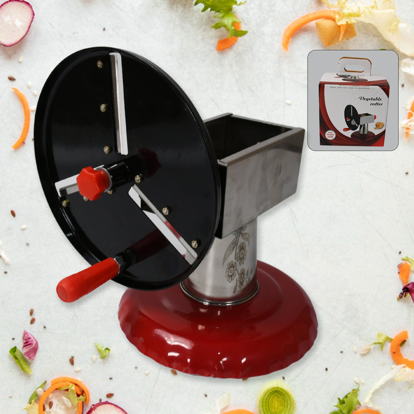 Stainless Steel Potato Chips Maker and Vegetable Slicer – Manual Wafer Cutter with Hardened Stainless Steel Blade for Potatoes, Fruits and Vegetables