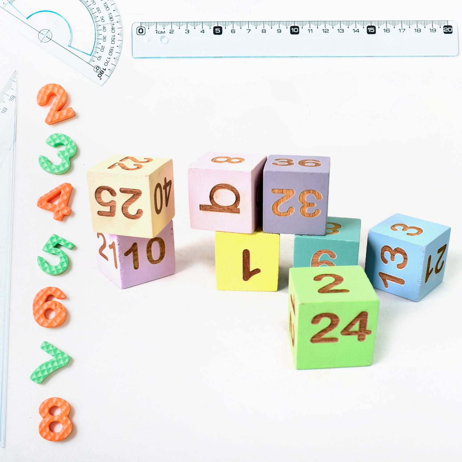 Wooden Math Time for Kids Educational Math Card Game with Number Blocks and Flashcards for Addition and Subtraction Learning