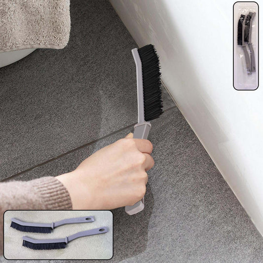Long Handle Corner Cleaning Brush for Bathroom Floor Tile Joints Skirting Window Tracks and Hard to Reach Edges Heavy Duty Stiff Bristle Household Cleaning Brushes (Pack of 2)
