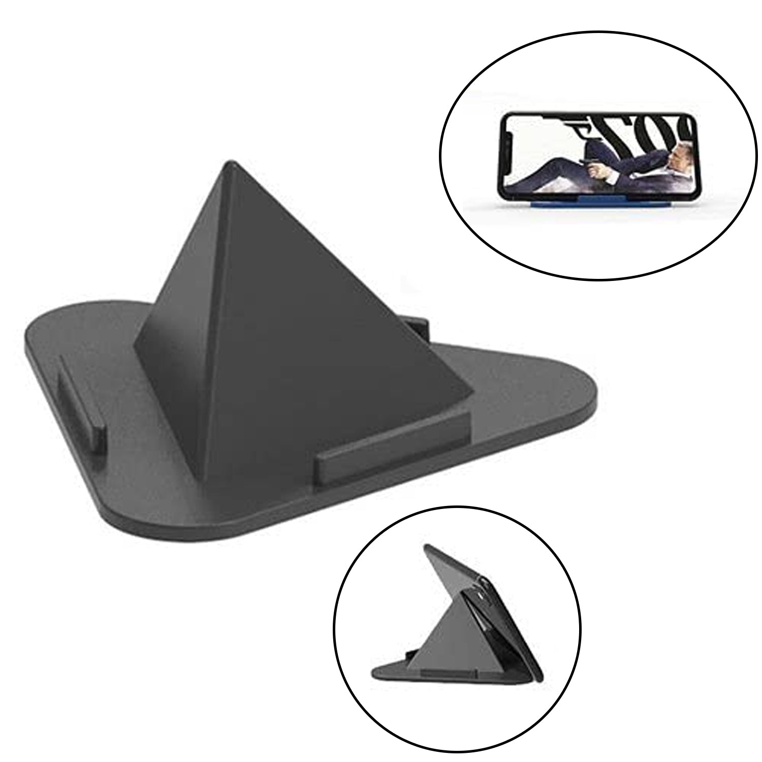 Universal Portable Three Sided Pyramid Mobile Holder Stand for Smartphones and Tablets Adjustable Desktop Table Phone Stand