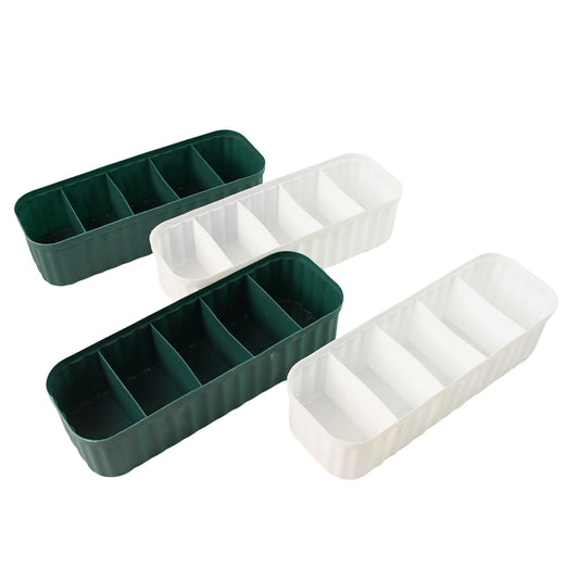 5 Compartment Socks Underwear Handkerchief Storage Box Stackable Drawer Closet Organizer for Clothes Makeup Jewellery Stationery and Small Items (Pack of 4)