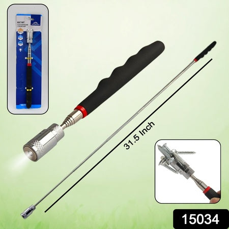 Telescopic Magnetic Pick Up Tool with LED Light Flexible Extendable Magnet Retriever for Screws, Nuts, Bolts and Metal Parts (1 Pc)