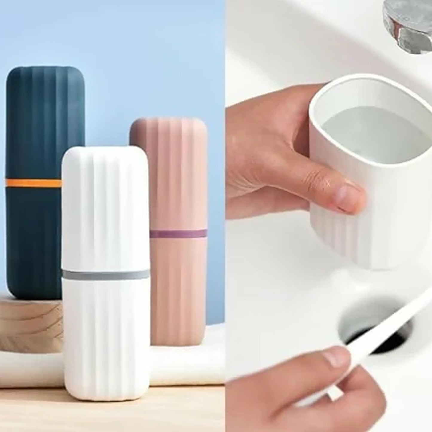 Multifunction Portable Travel Toothbrush Case Toothbrush and Toothpaste Holder Travel Toothbrush Storage Box, Portable (2 Pc)