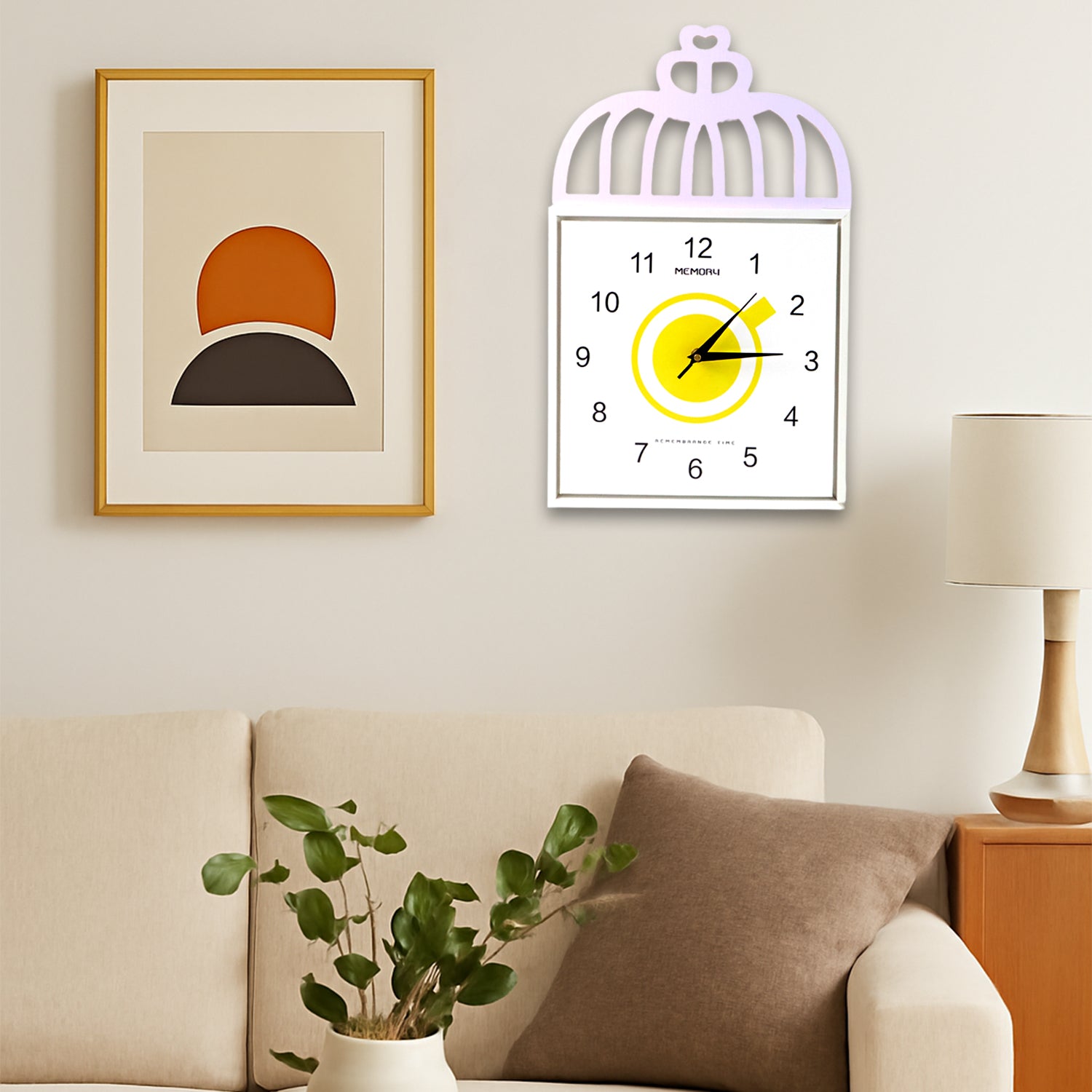 Decorative Square Wall Clock with Birdcage Design Battery Operated Silent Analog Wall Clock for Kids Room, Nursery, Bedroom and Home Décor (1 Pc)