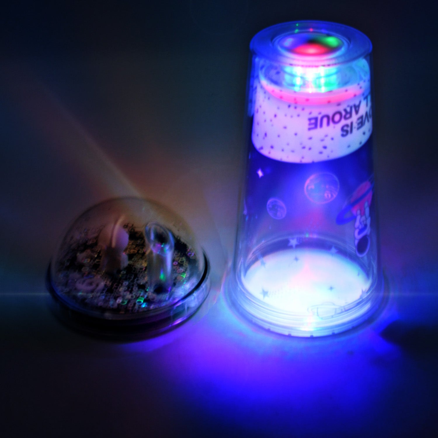 LED Glow Light, Design Printed Insulated Double Wall Plastic Tumbler Cups with Straws 13oz Theming Astronaut in Space Travel Freezer Mug Drinking Cups (Pack of 1)
