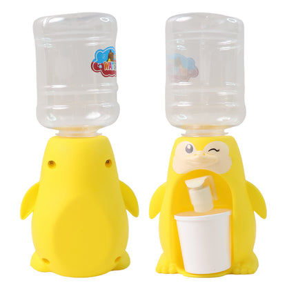 Kids Tabletop Water Dispenser Toy with Cute Character Design Refillable Bottle Manual Tap and Cup Holder for Pretend Play and Hydration Habits