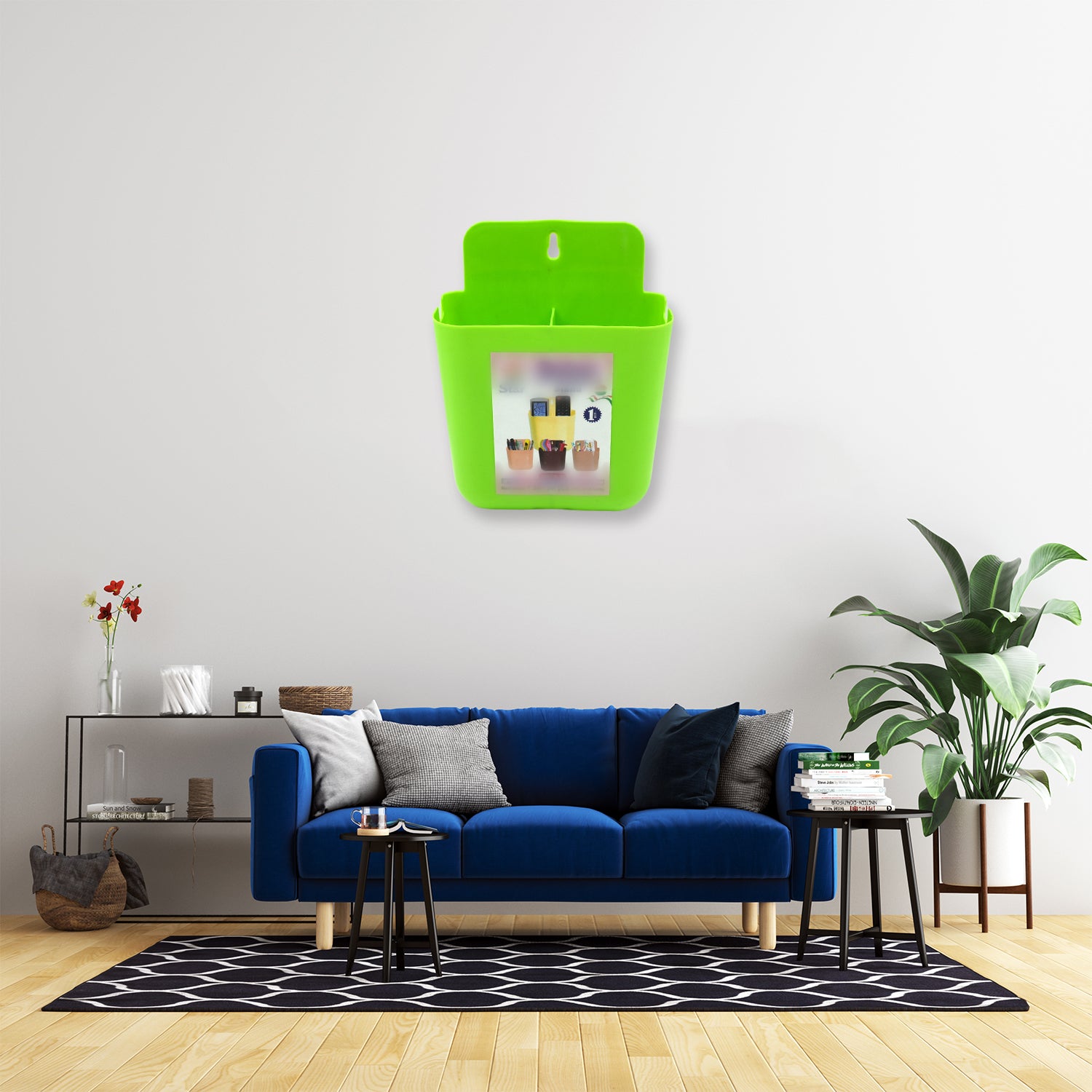Multipurpose Wall Mounted Holder with 2 Compartments – Mobile Phone, Remote, Stationery and Bathroom Storage Organizer