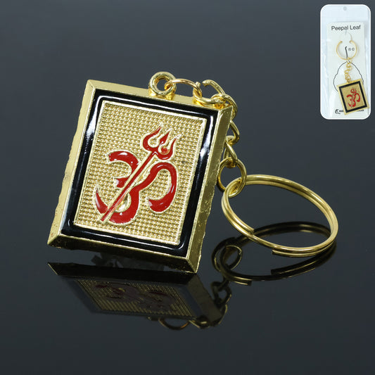 Om Trishul Symbol Golden Keychain (1 Pc)