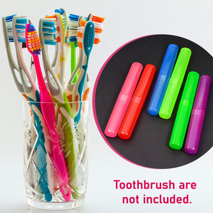 Plastic Toothbrush Covers - 6pc Anti-Bacterial Travel Protectors for Oral Care