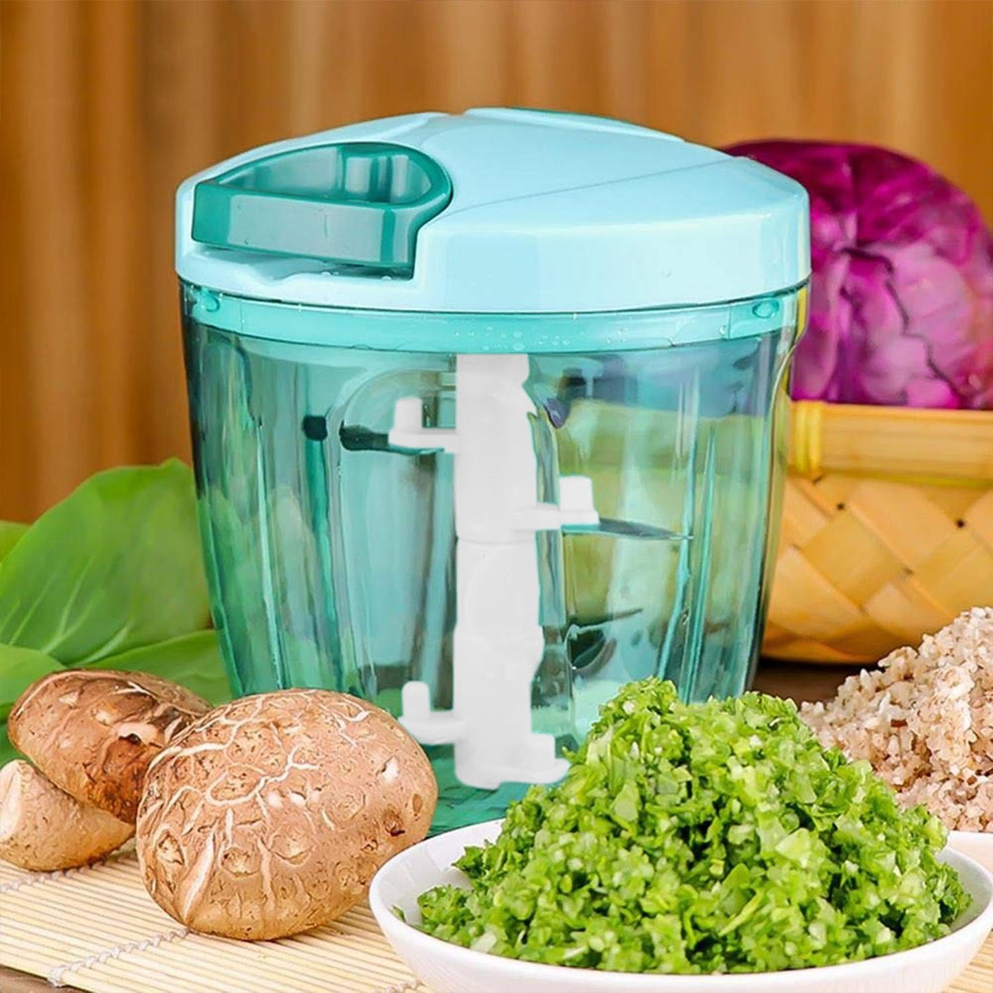 6 Blade 2in1 Manual Food Chopper (1000ml)