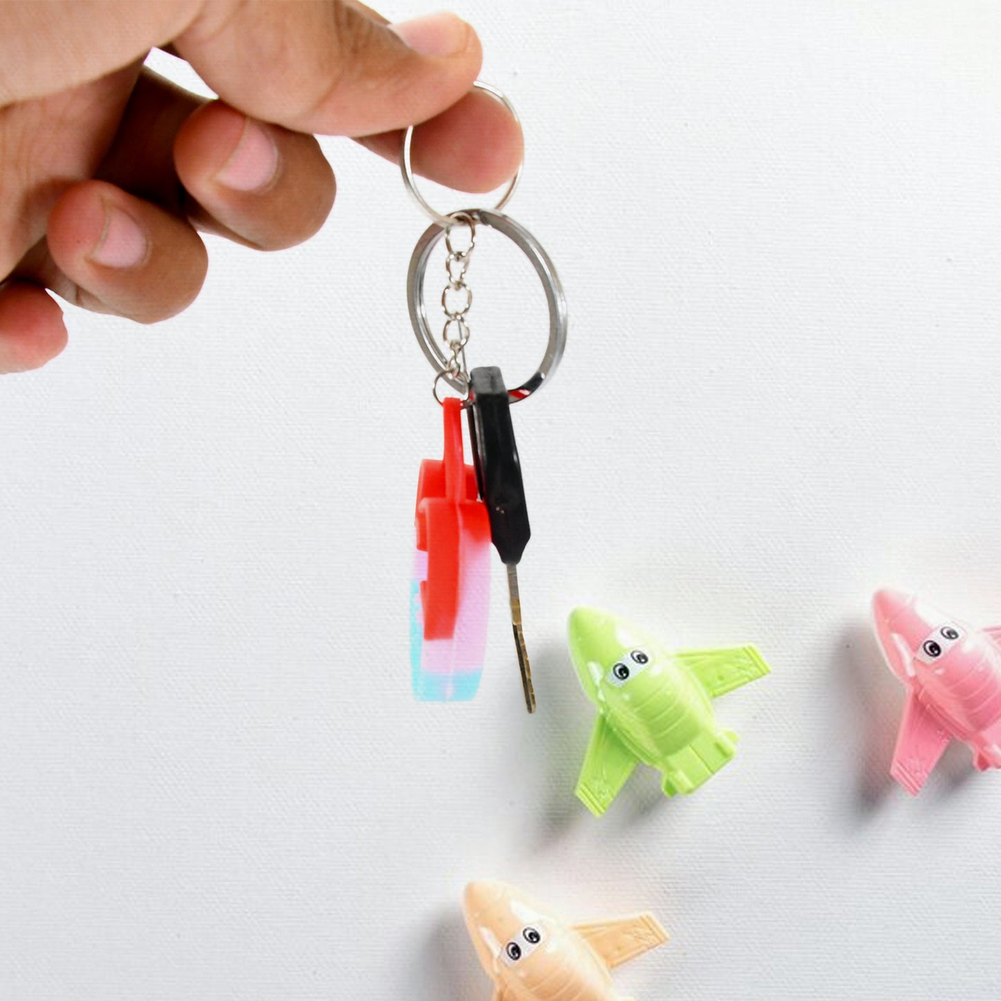 Silicone Pop It Keychain Fidget Toy Portable Bubble Popper Stress Relief Keyring for Kids Random Design (1 Pc)