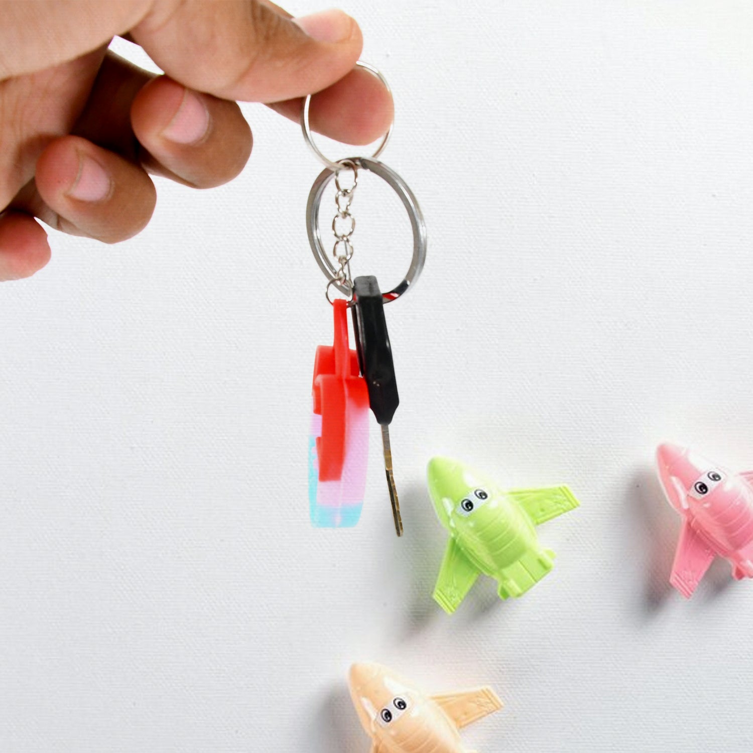 Silicone Pop It Keychain Fidget Toy Portable Bubble Popper Stress Relief Keyring for Kids Random Design (1 Pc)