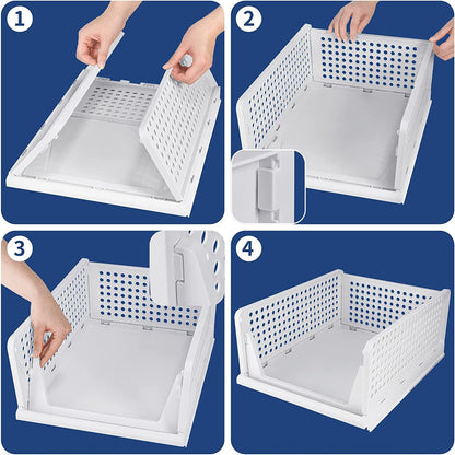 Clothes Organizer 4 Layer Drawer Foldable and Stackable Wardrobe Cupboard Organizer Multi Purpose Plastic Closet Storage Drawer for Clothes (1 Set)