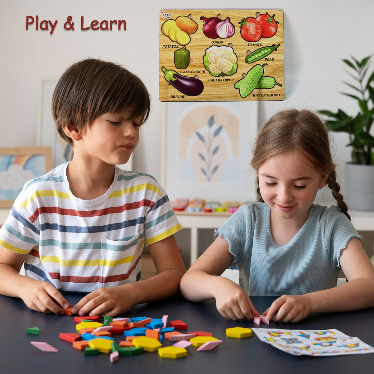 Wooden Vegetable Shape Puzzle Board for Toddlers and Kids – Educational Montessori Learning Toy