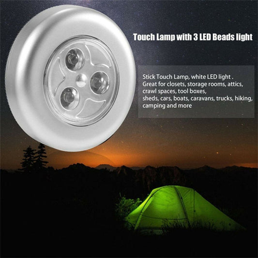 3 LED Cordless Stick Tap Wardrobe Touch Light Lamp – Battery Operated Stick-On LED Push Light for Wardrobes, Cabinets, Kitchen, Bedroom and Emergency Use