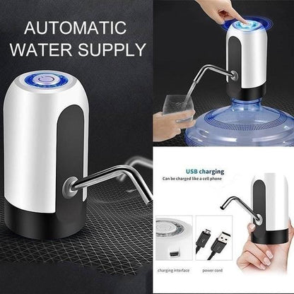 USB Rechargeable Automatic Drinking Water Dispenser Pump with Stainless Steel Spout Portable One Touch Water Bottle Pump for 20 Litre Water Cans (1 Piece)