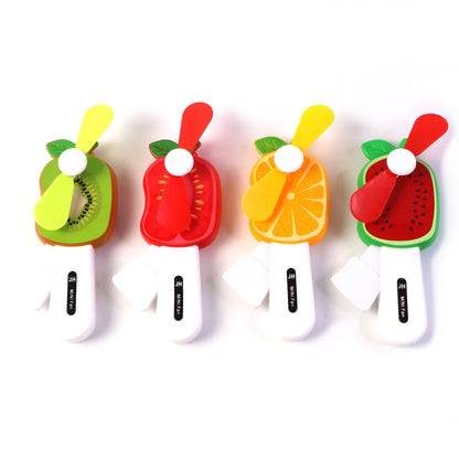 Mini Hand Pressure Fruit-Shaped Fan for Kids – Portable USB Rechargeable Cooling Fan for Summer, Travel and Outdoor Activities – Cute Fruit Designs (1 Pc / Mix Design)