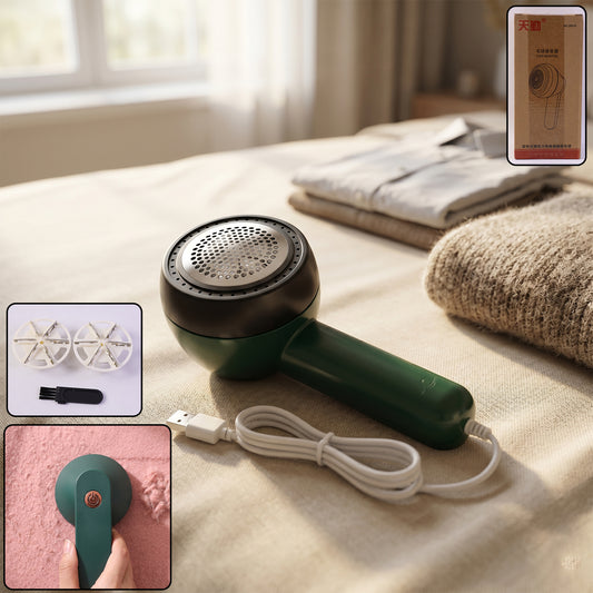 Electric Lint Remover USB Fabric Shaver with Cleaning Brush for Clothes Sweaters Blankets Sofa Curtains Woolen Wear and Upholstery (1 Pc)