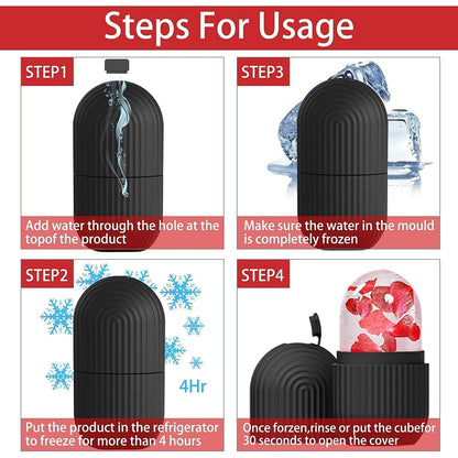 Face Ice Roller for Face Massager Reusable Silicone Ice Roller for Skin Tightening Puffiness Reduction and Facial Massage Black