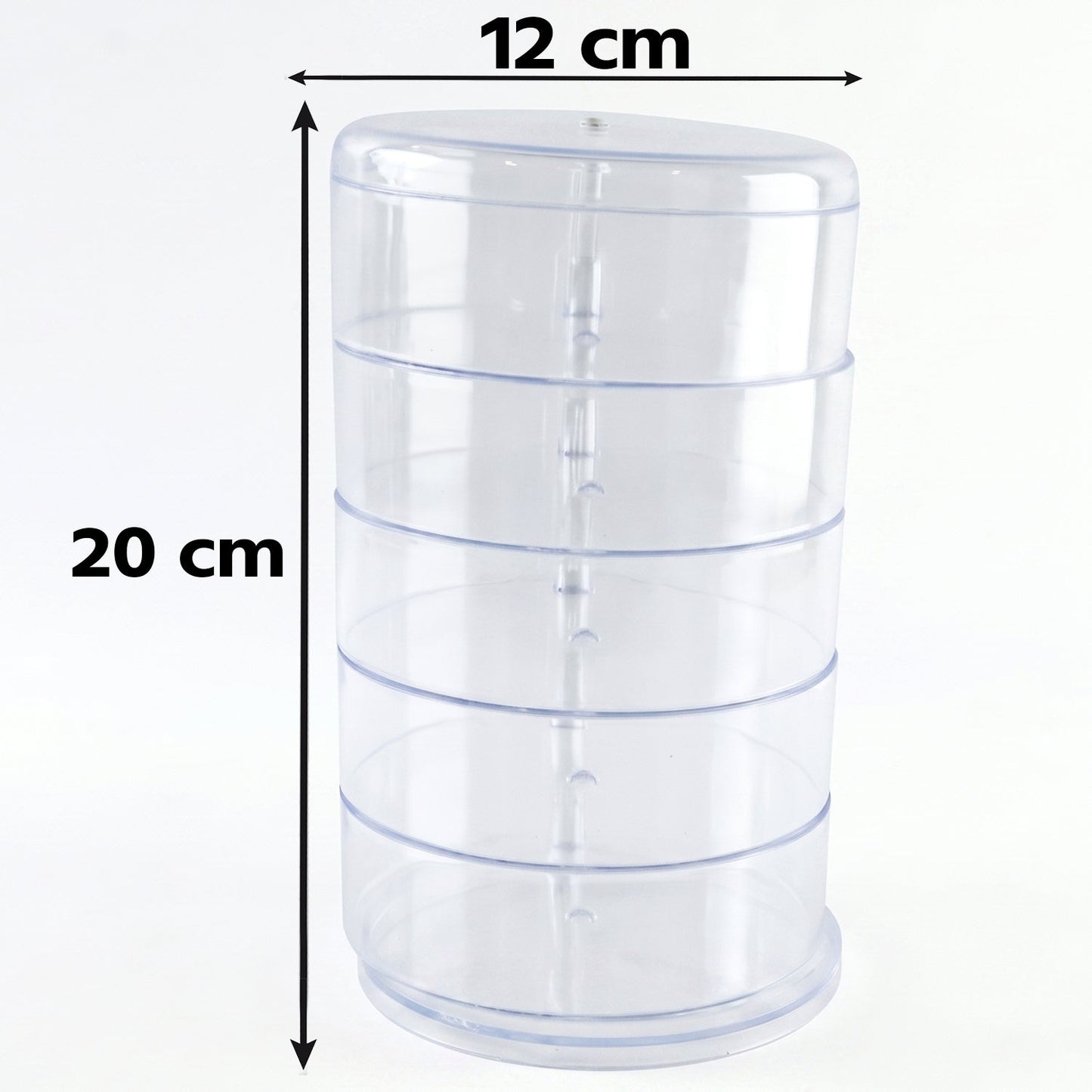 5 Layer Rotating Jewelry Storage Box Transparent Organizer for Rings Earrings Necklaces Bracelets and Watches (1 Pc)