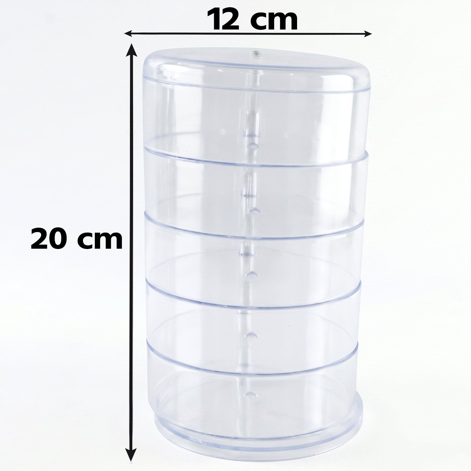 5 Layer Rotating Jewelry Storage Box Transparent Organizer for Rings Earrings Necklaces Bracelets and Watches (1 Pc)