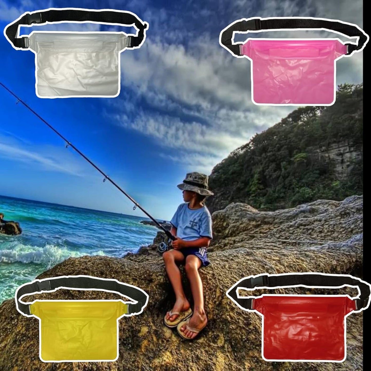 Waterproof Waist Pouch Bag with Adjustable Strap – Transparent Dry Storage Bag for Mobile, Cash and Essentials (Ideal for Swimming, Beach and Outdoor Activities – 1 Pc)