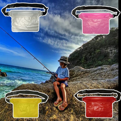 Waterproof Waist Pouch Bag with Adjustable Strap – Transparent Dry Storage Bag for Mobile, Cash and Essentials (Ideal for Swimming, Beach and Outdoor Activities – 1 Pc)