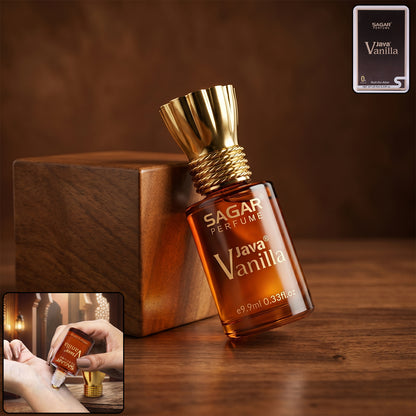Sagar Java Vanilla Roll On Attar, Alcohol Free Long Lasting Vanilla Perfume Oil for Men and Women, 9.9 ml